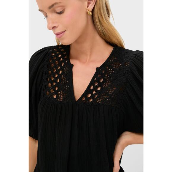 HYACINTH HOUSE Black Crochet Diana Mini Dress Size M NWT Retail $148 Tuckernuck - Picture 6 of 8